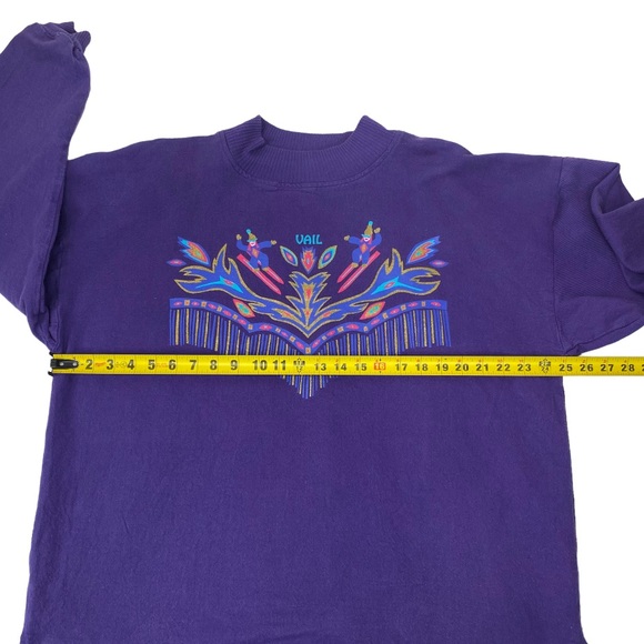 WEK THE WORLD Sweatshirt Womens Size 1 Purple Skiing Vail Vintage Mock Collar - Picture 7 of 9